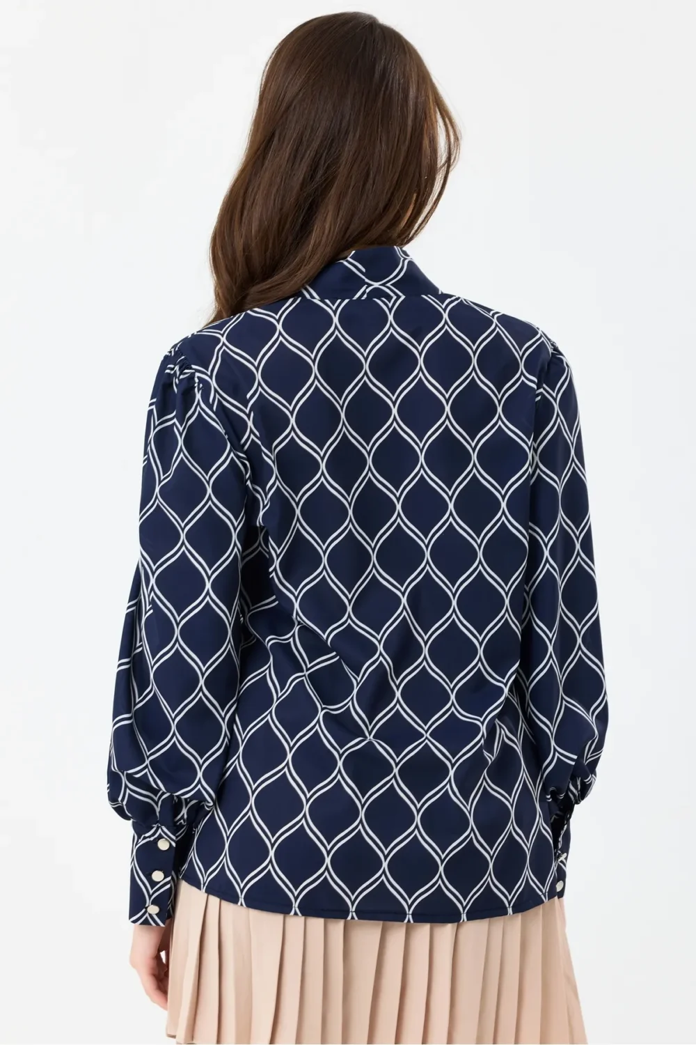 Women's Scarf Patterned  Oversize Blouse Shirt - Image 6