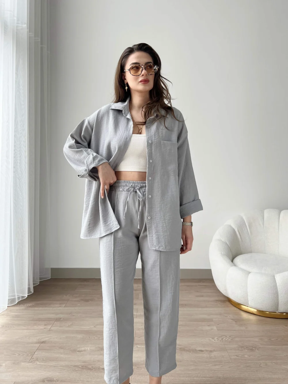 Short Leg Relax Fit Shirt Trouser Set - Image 6