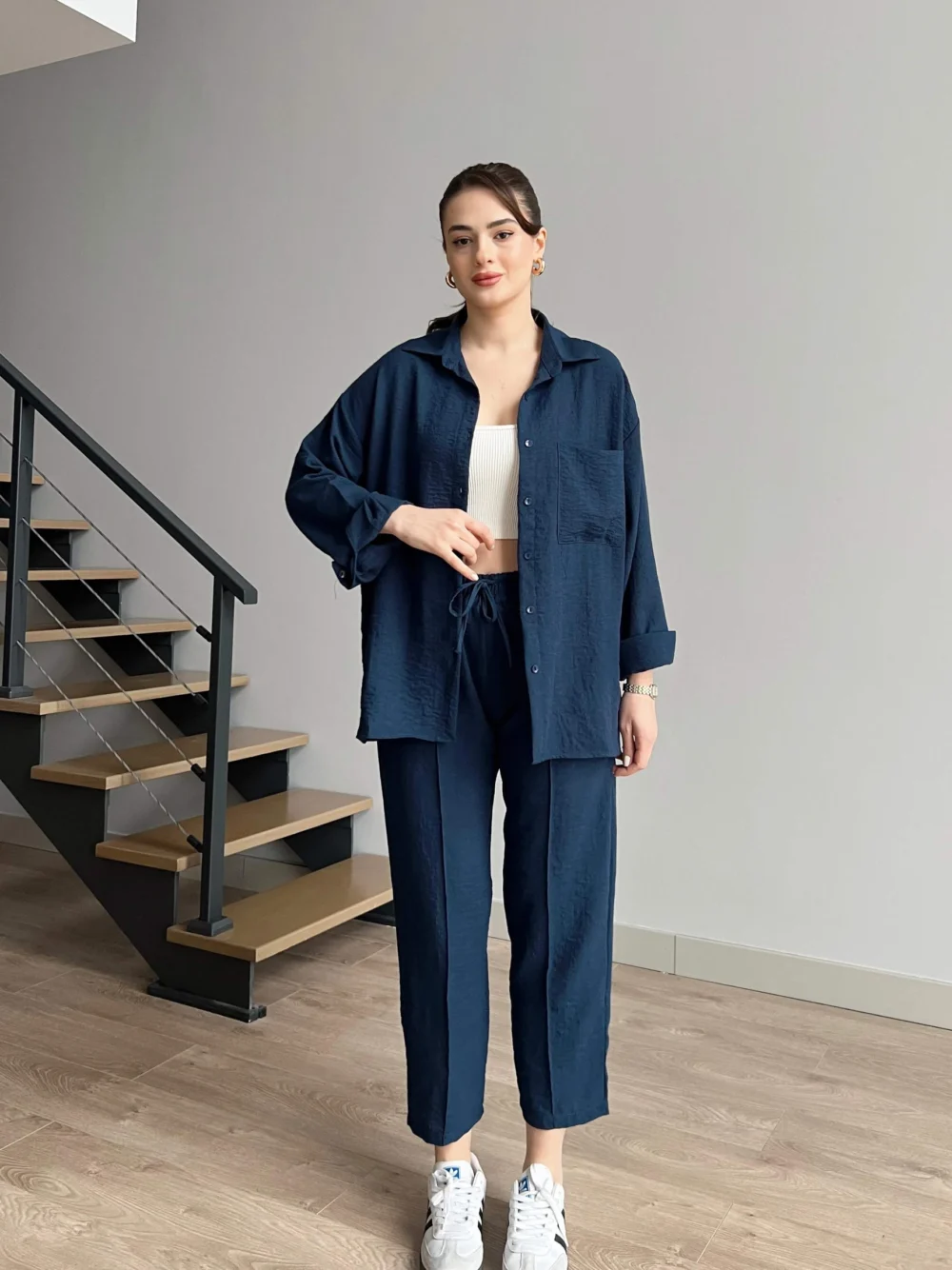 Short Leg Relax Fit Shirt Trouser Set - Image 8