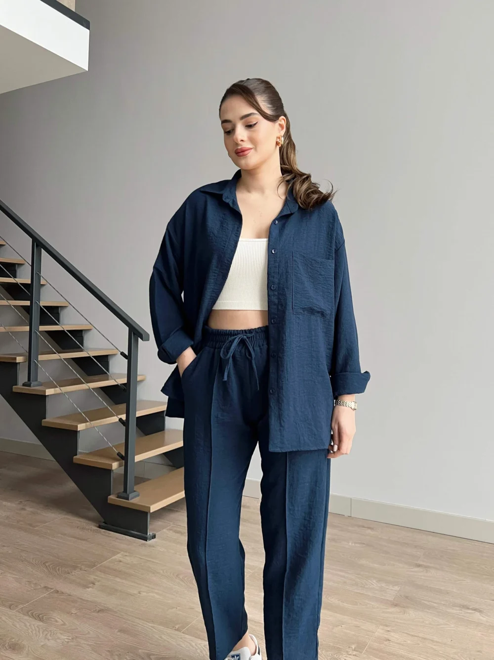 Short Leg Relax Fit Shirt Trouser Set - Image 9