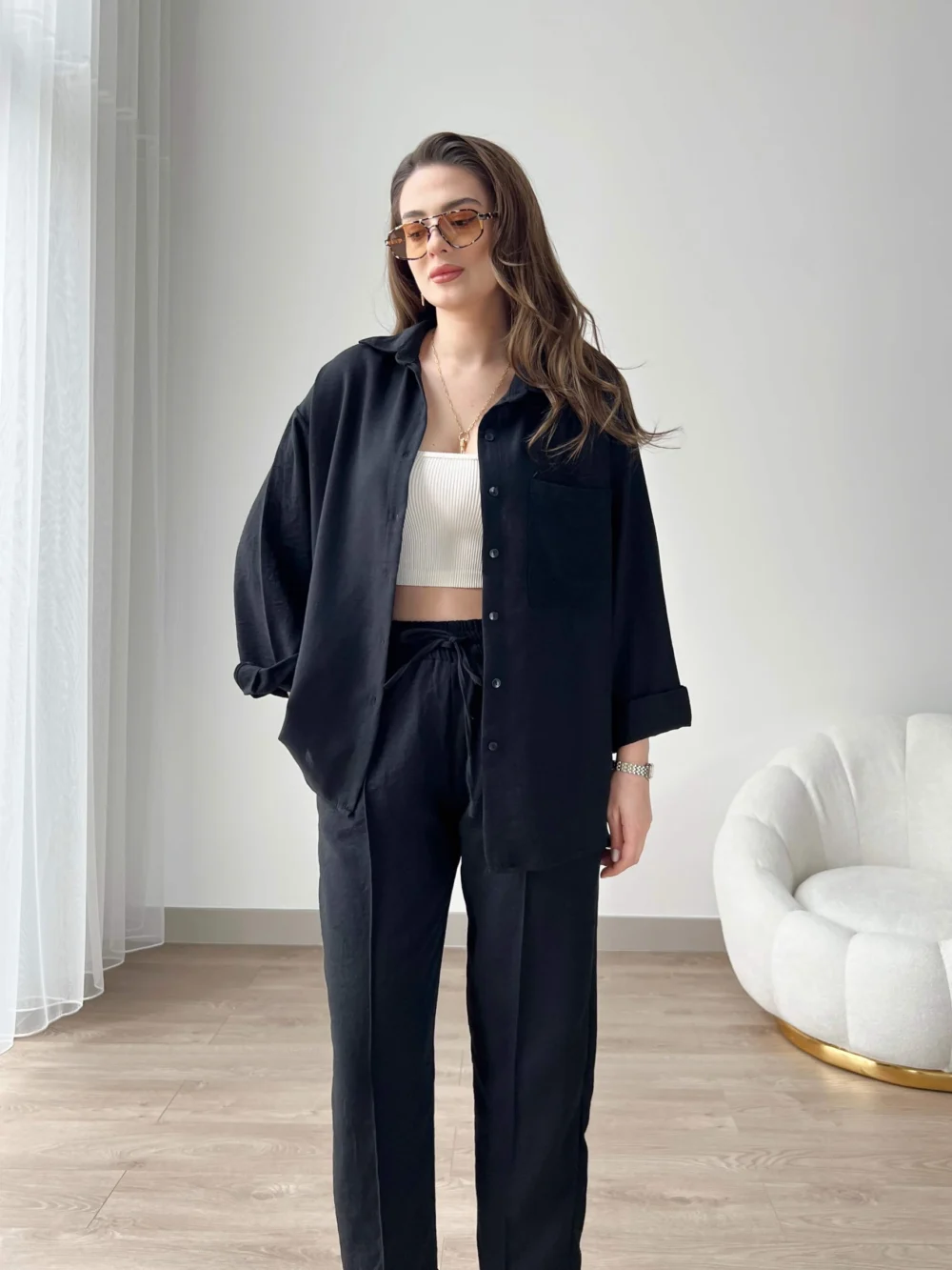 Short Leg Relax Fit Shirt Trouser Set - Image 12