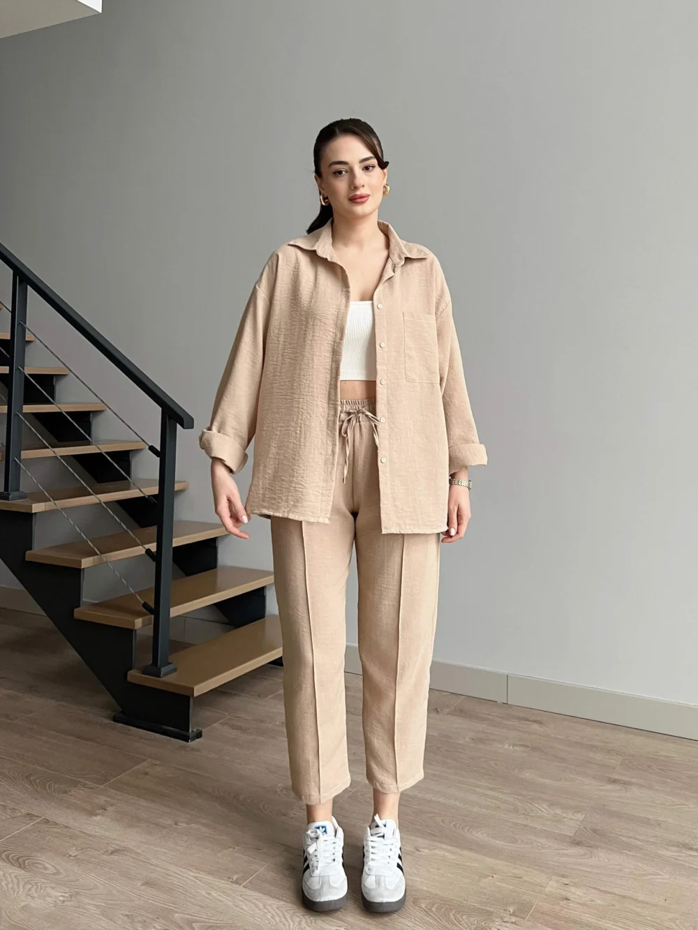 Short Leg Relax Fit Shirt Trouser Set - Image 14