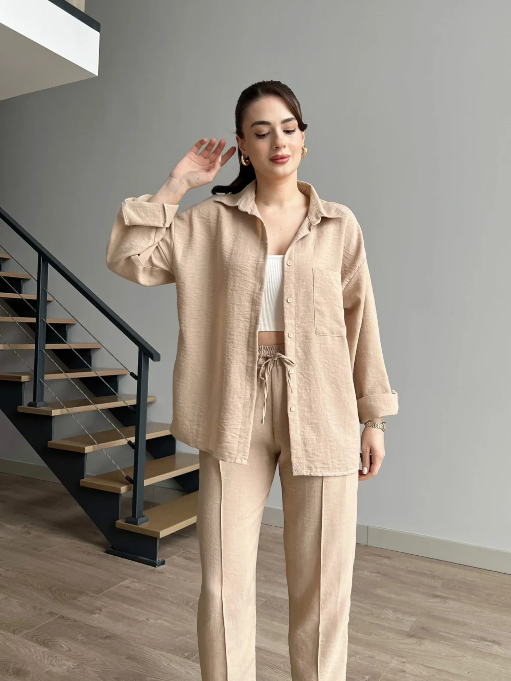 Short Leg Relax Fit Shirt Trouser Set - Image 16