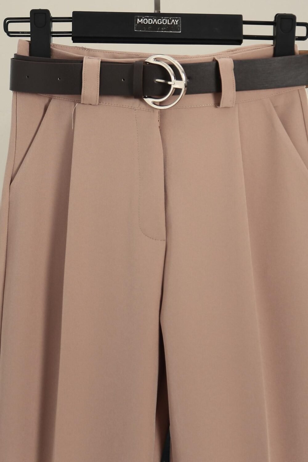 Leather Belted Floto Dable Trousers_Mink - Image 3
