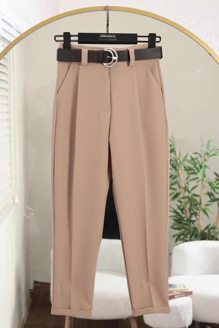 Leather Belted Floto Dable Trousers_Mink