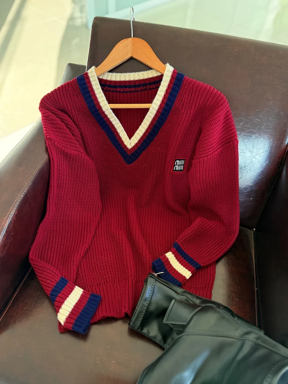 V-Neck Knit Sweater - Image 3