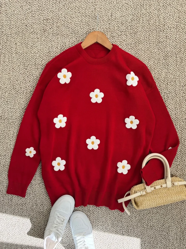 Daisy Embroidered Knit Sweater