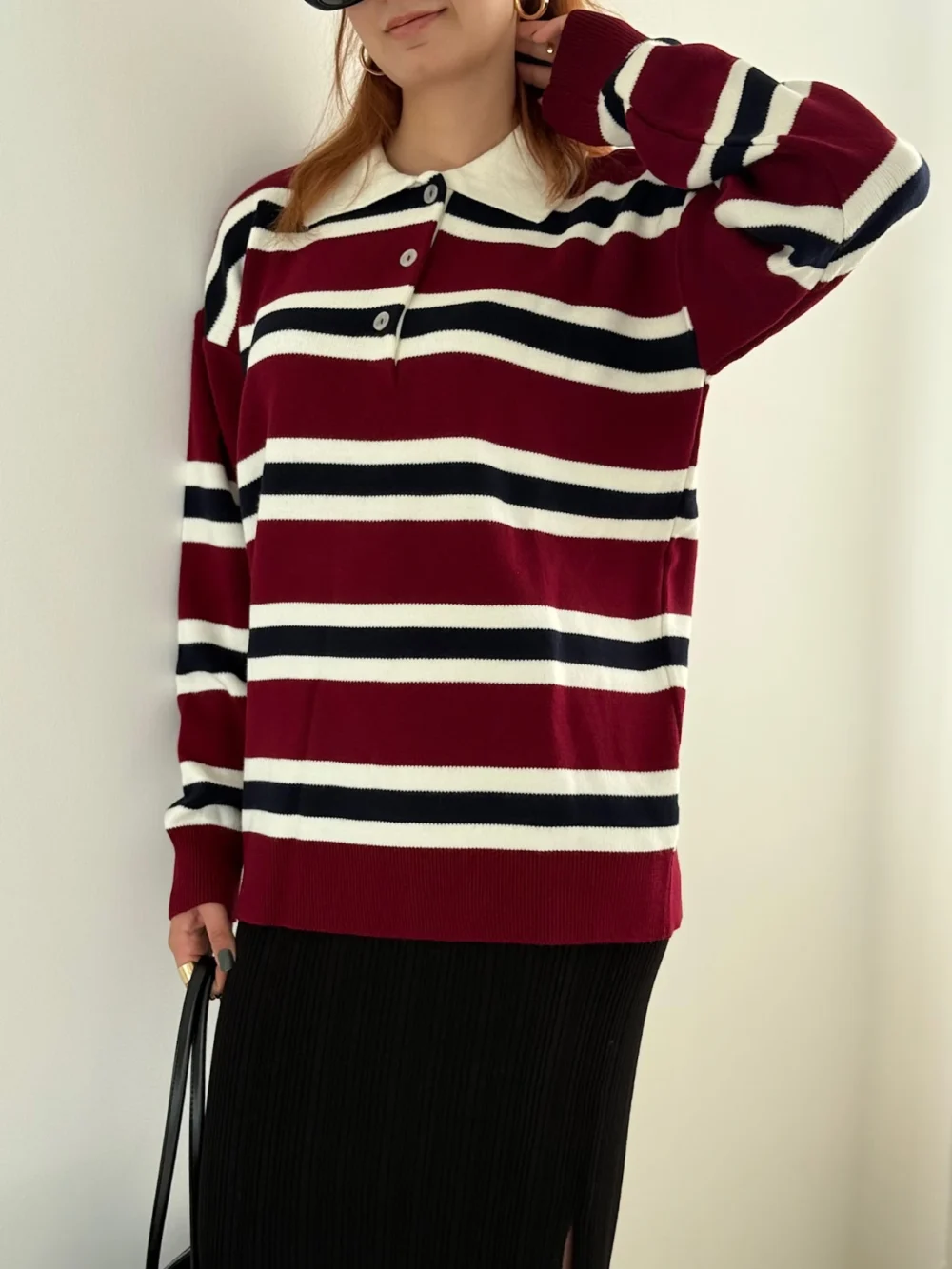 Polo Neck Striped Sweater - Image 2