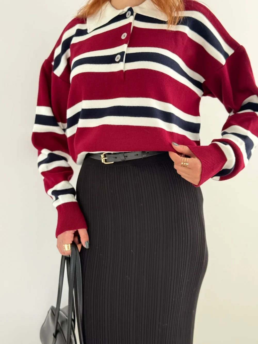 Polo Neck Striped Sweater - Image 5