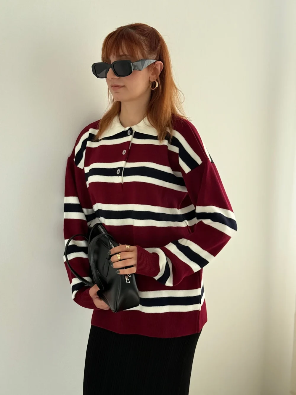 Polo Neck Striped Sweater - Image 4