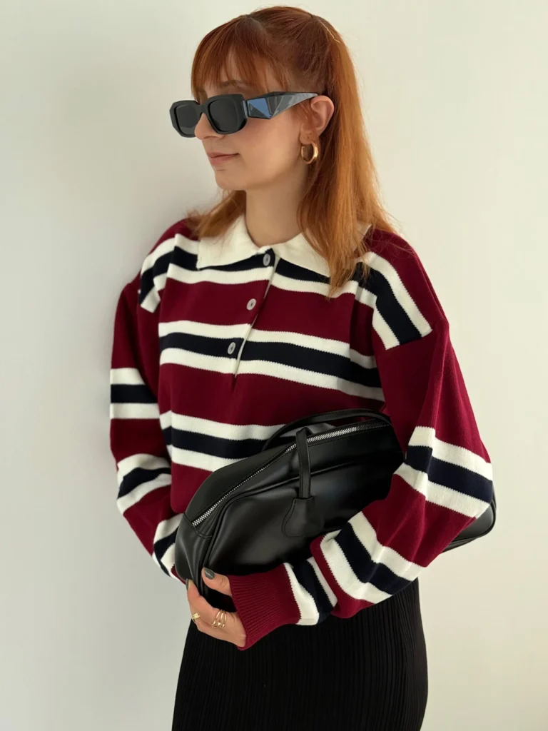 Polo Neck Striped Sweater