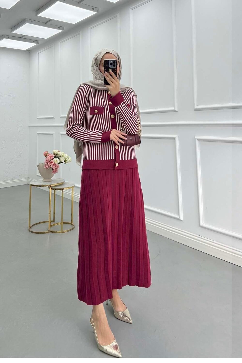 Striped Knitwear Skirt - Image 8