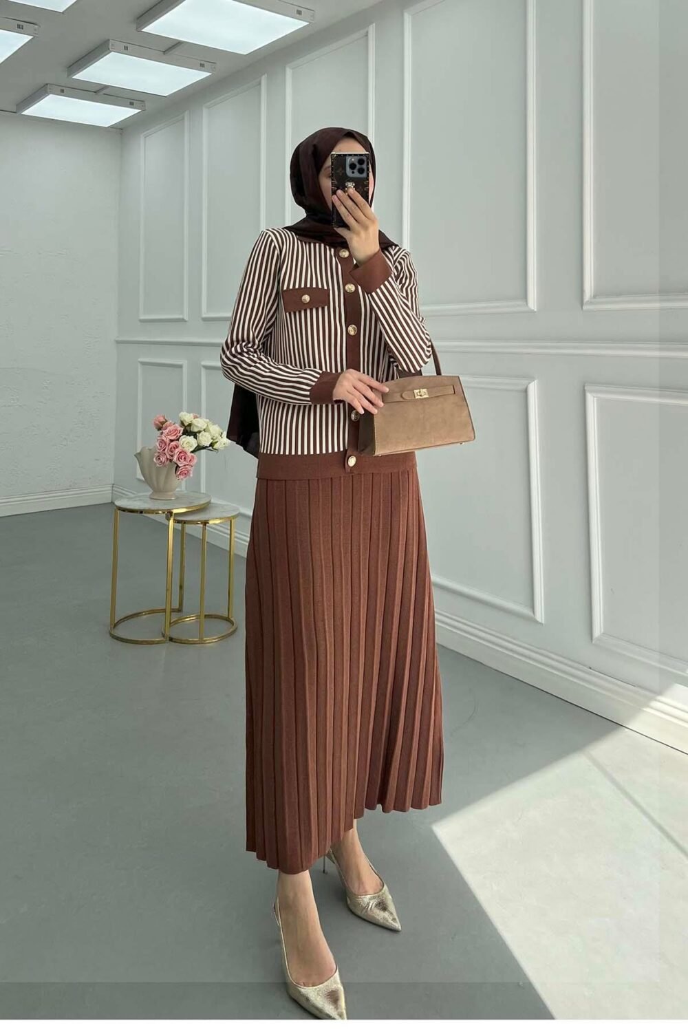 Striped Knitwear Skirt - Image 4