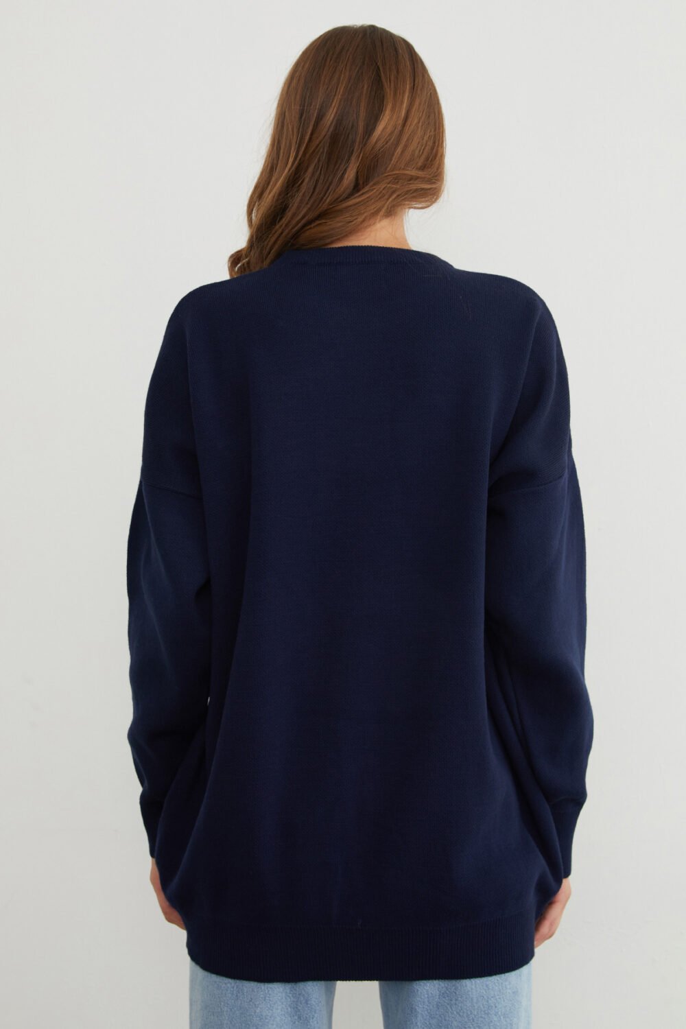 Ribbon Embroidered Crew Neck Oversize Knitwear - Image 5